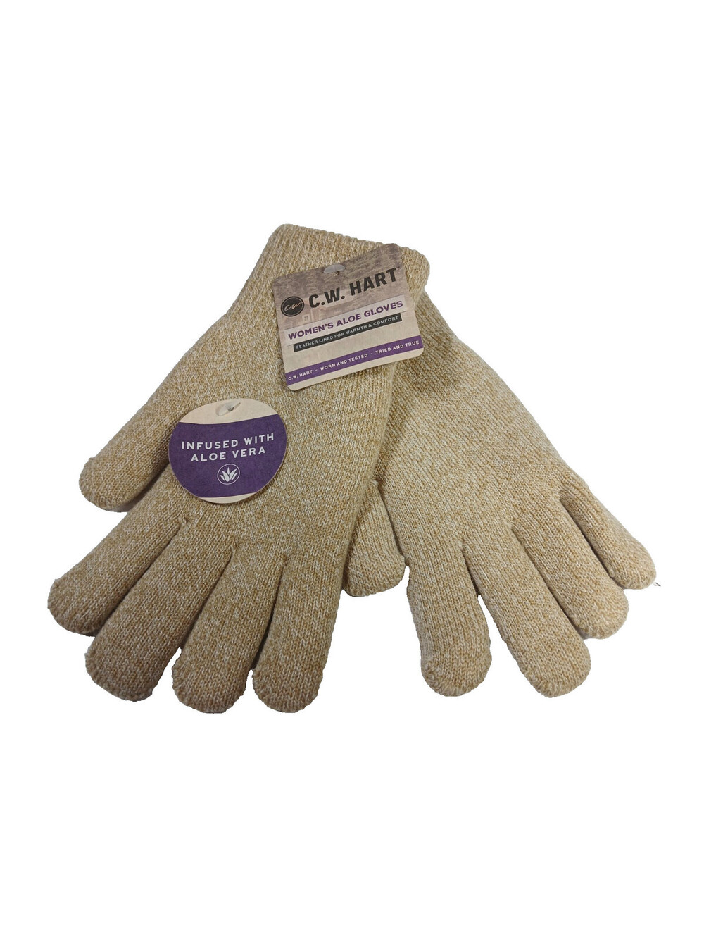 CW Hart Super Soft Aloe Vera Infused Womens Tan Gloves Feather Lined Comfort NWT